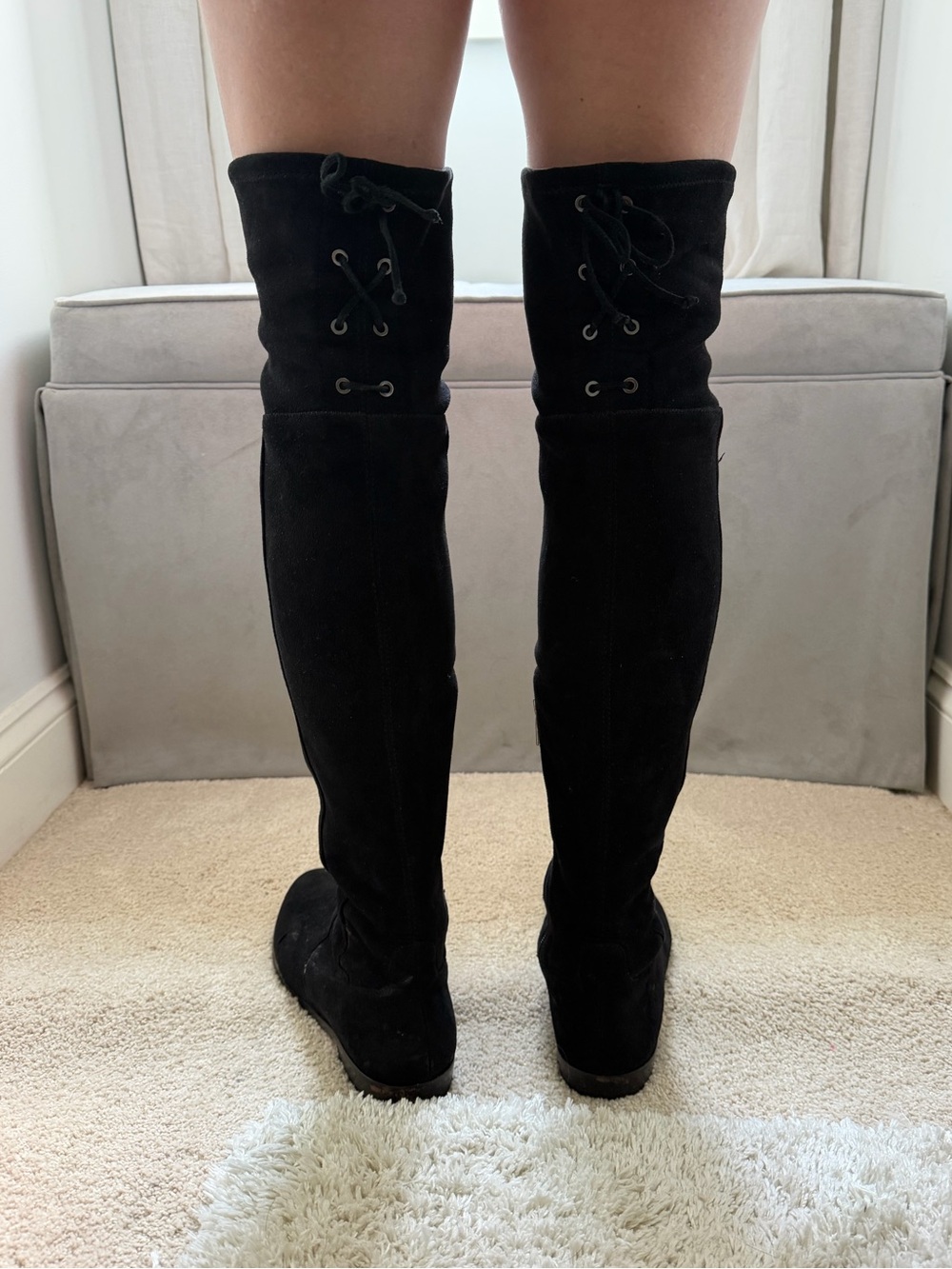 Vince Camuto Black Over-the-Knee Lace-Up Suede Boots